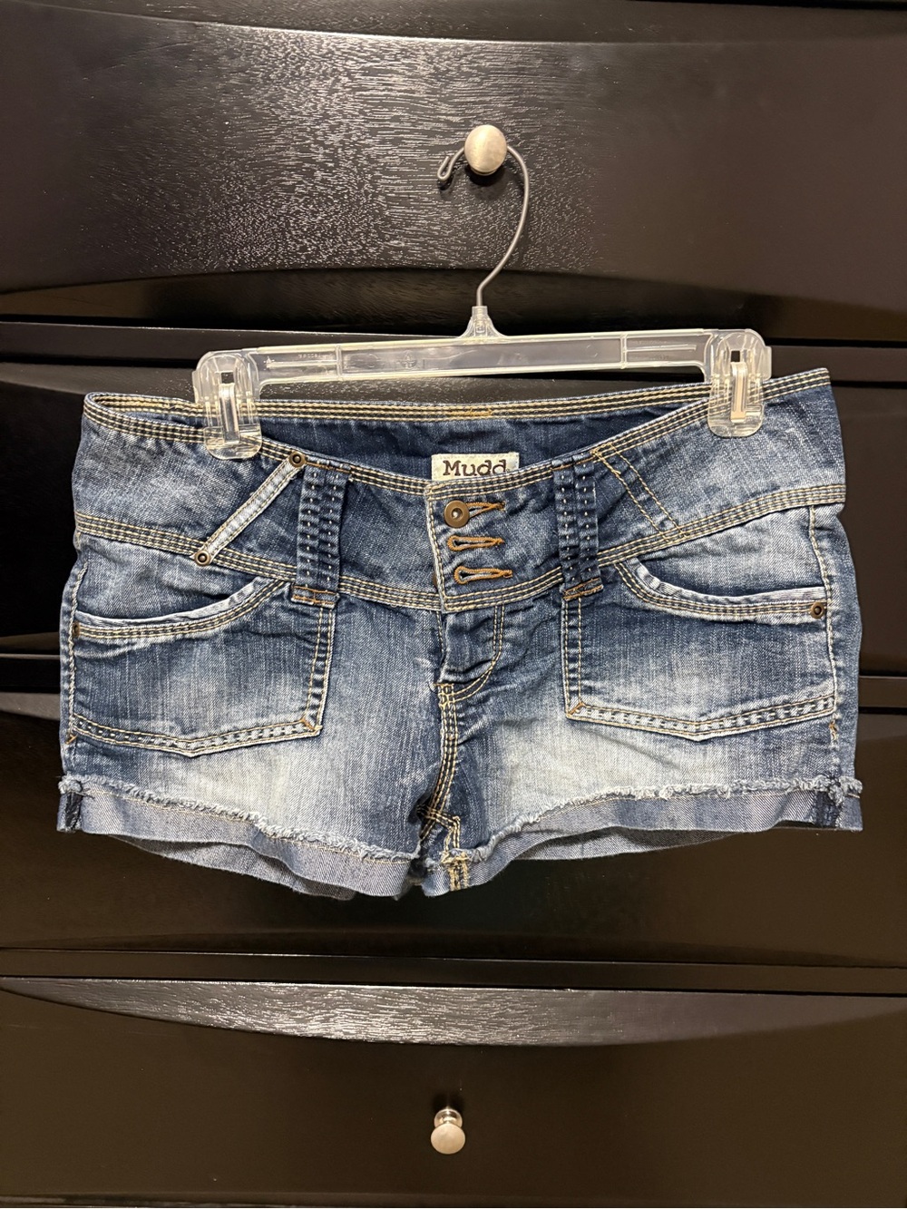 Mudd Distressed Light Blue Denim Short Shorts
